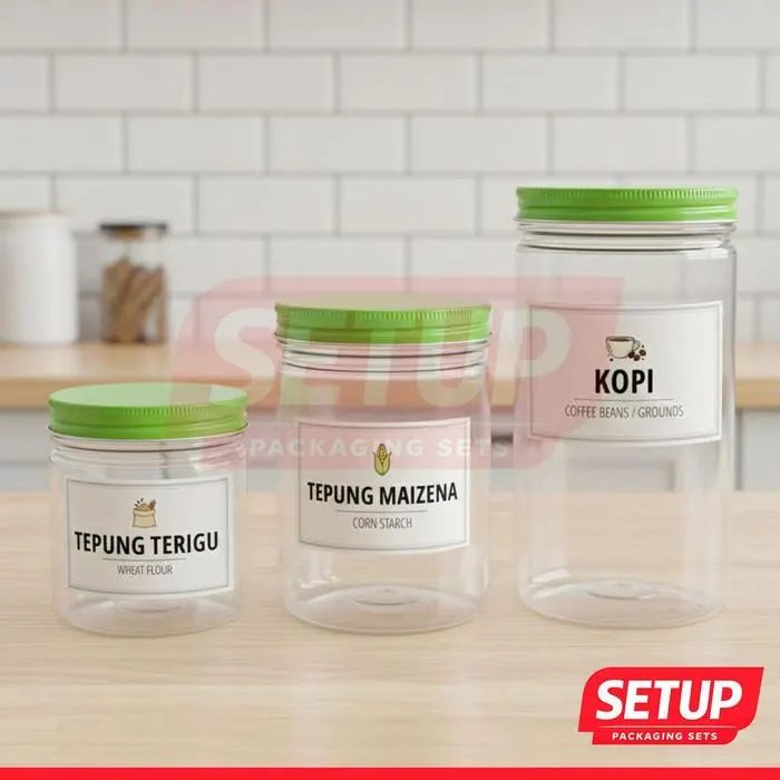 Toples Silinder Pantry Premium 200-1300ml + Label Dapur