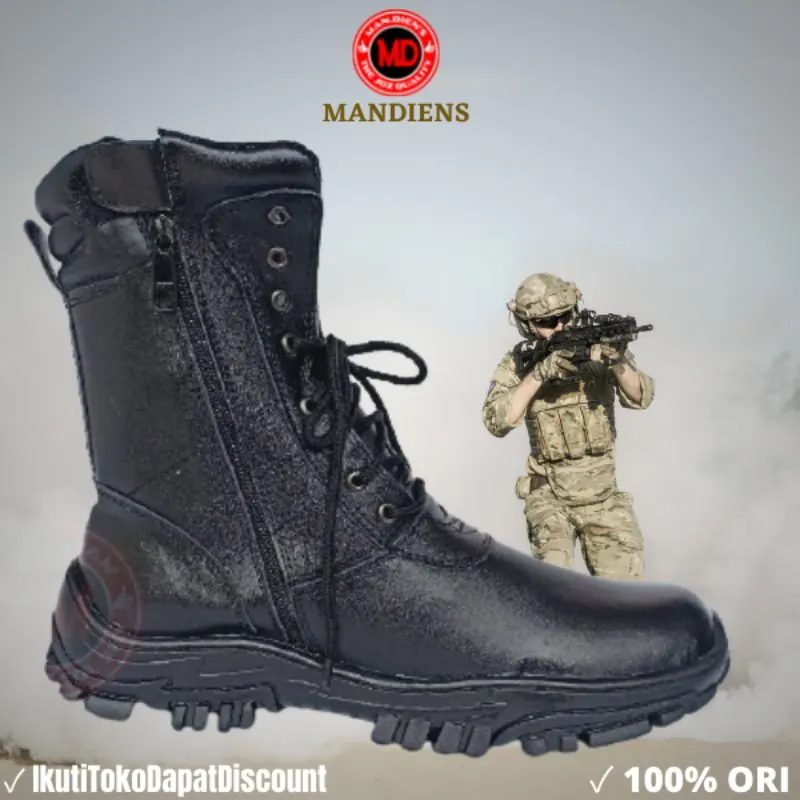MANDIENS - Sepatu Pdl TNI Jatah Kulit Asli - Sepatu Pdl Jatah Tni Polri Tactical Brimob Satpam Boots