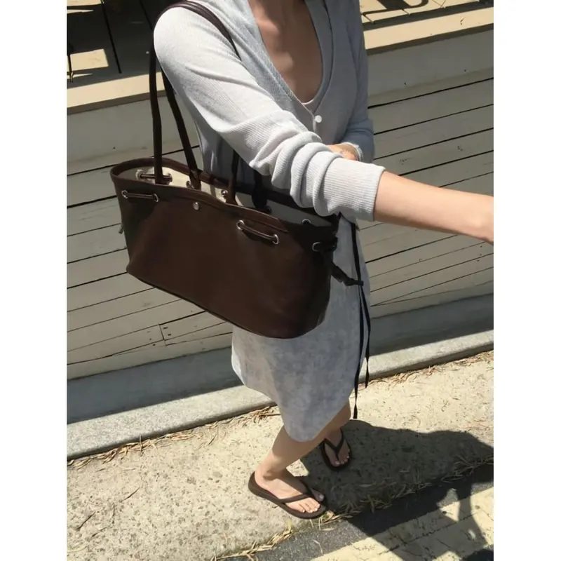 Tas Wanita Kulit Asli - Korea Tout Y Est Sac Coquille Basse Shoulder Bag D020