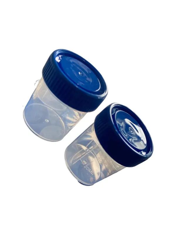 pot urine tutup biru bahan lentur - ukuran 60 ml