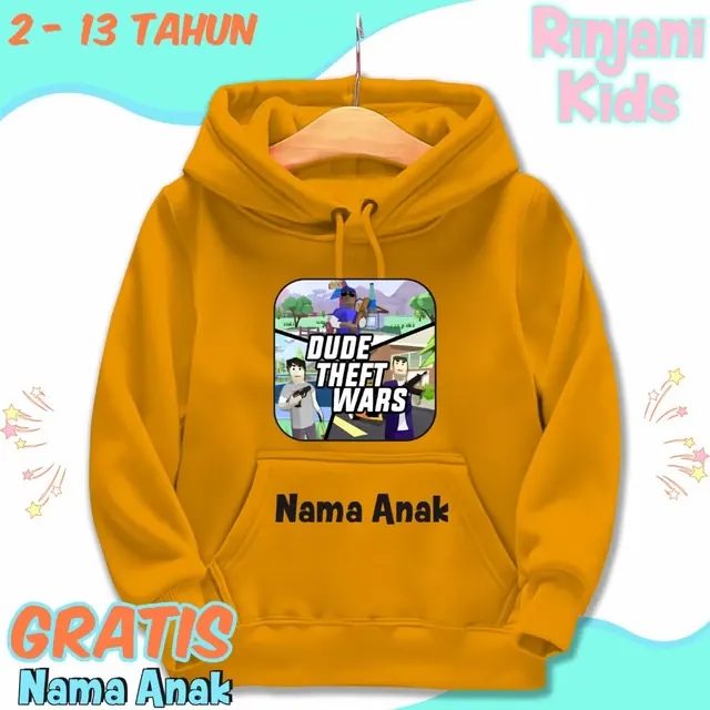 Hoodie Anak karakter Dude Theft Wars 2.FREE Nama