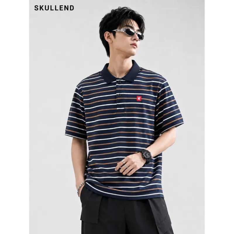 SKULLEND Kaos Rugby Polo Shirt Salur Logo Unisex