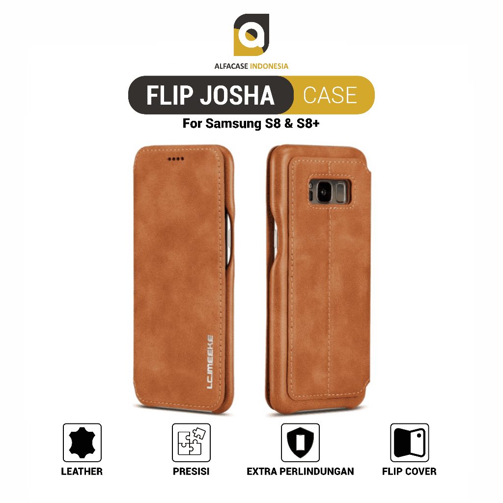 ALFACASE Flip Cover Josha Leather Case Samsung S8 Plus - Casing S8 Series