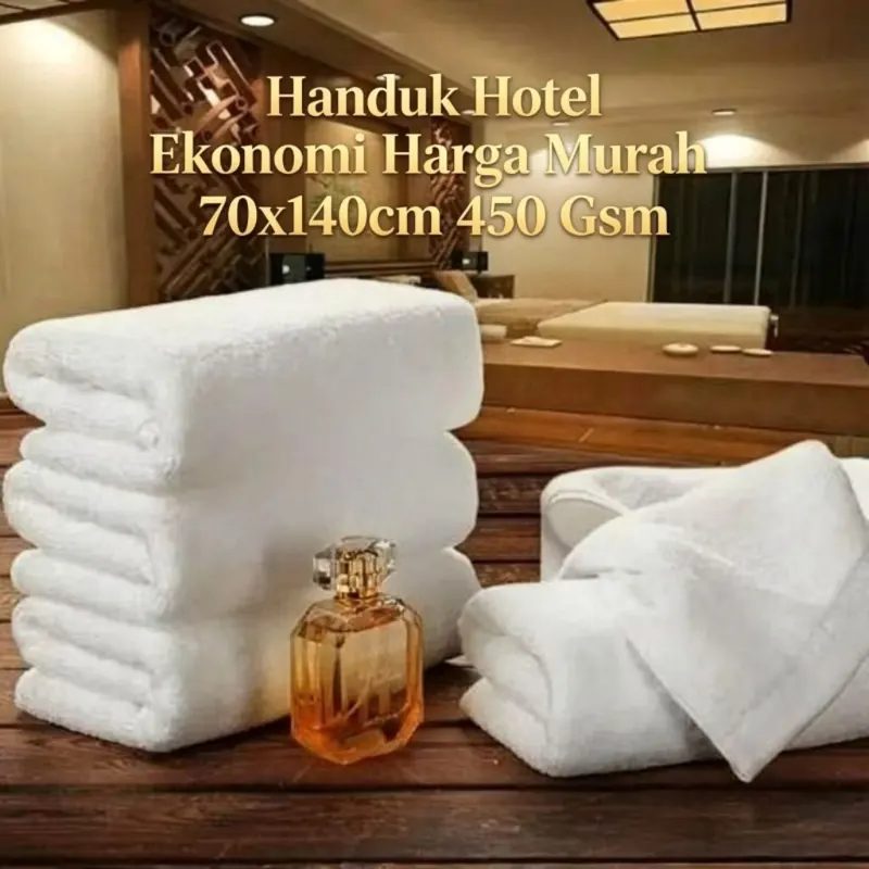 Handuk Hotel Putih tebal uk 70x140cm dan halus full katun harga 450 gsm