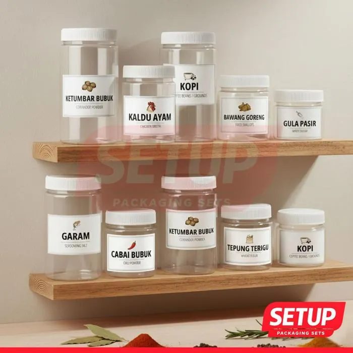 Toples Silinder Pantry Premium 200-1300ml + Label Dapur