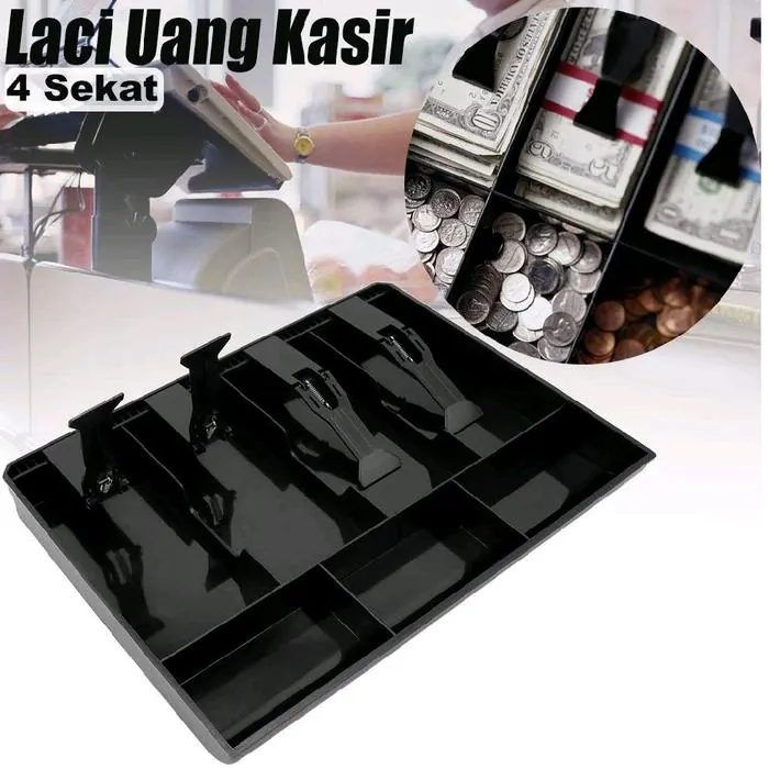 Laci Uang Kasir 4 Sekat Money Cash Tray Drawer Tempat Penyimpanan Kotak