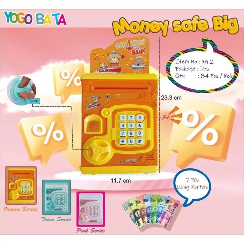 Mainan Anak Edukasi Celengan ATM Bank - Money Safe Cartoon Brankas FINGERPRINT