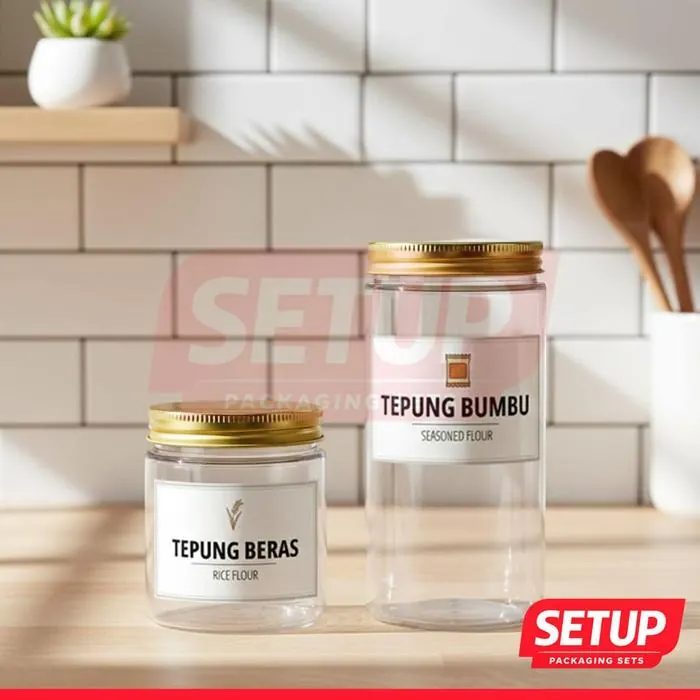 Toples Silinder Pantry Premium 200-1300ml + Label Dapur