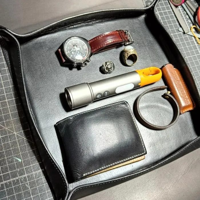 Desk Tray Organizer Leather Vegetable Kulit asli nabati UkuranXL 25x25 Penyimpanan Meja