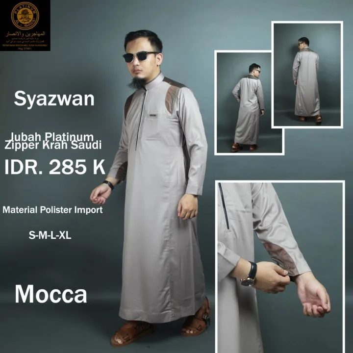 Jubah premium alamwa platinum zipper krah saudi
