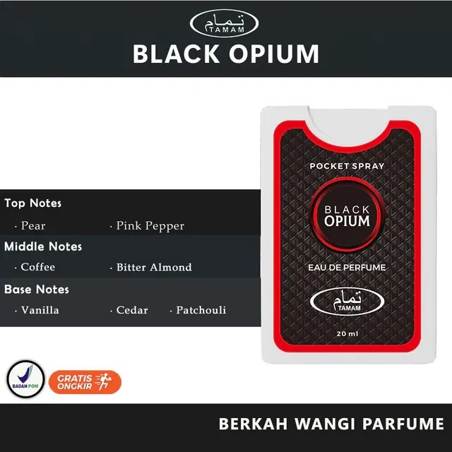 Parfum Pocket BLACK OPIUM 20 ML BPOM BY - TAMAM