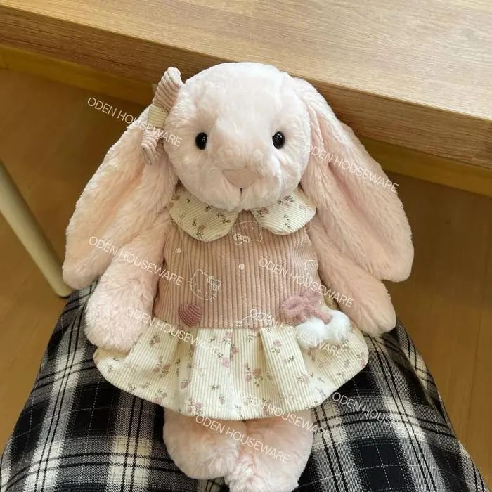 Rose Floral Dress and Bow Jellycat Accessory Set Plush Doll Boneka Custom Baju