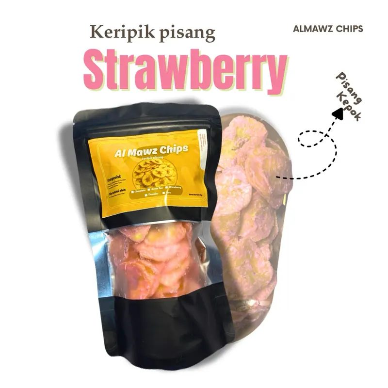 Keripik Pisang Strawberry cemilan kriuk