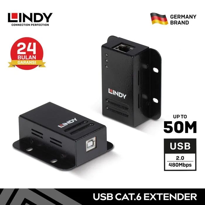Extender USB 2.0 LINDY Cat.5/6 With Power Over 50m