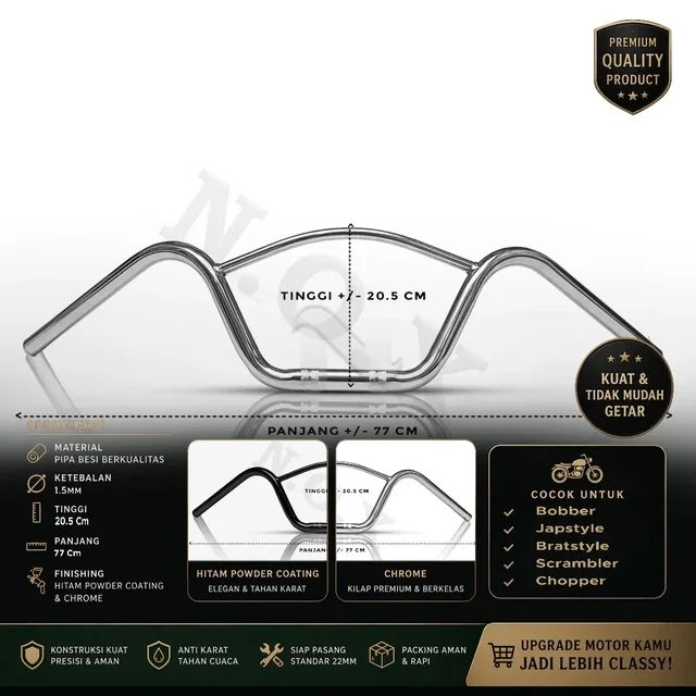 Stang British Palang N.O.X – Classic Handlebar Full Pipa Besi