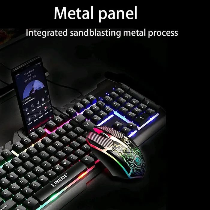 Combo Keyboard Gaming RGB with Mouse and Holder Smartphone