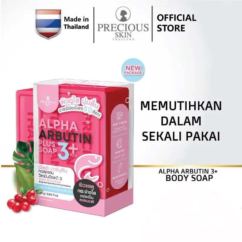 Precious Skin Thailand Alpha Arbutin 3 Plus Collagen Whitening Soap / Sabun Pemutih Badan