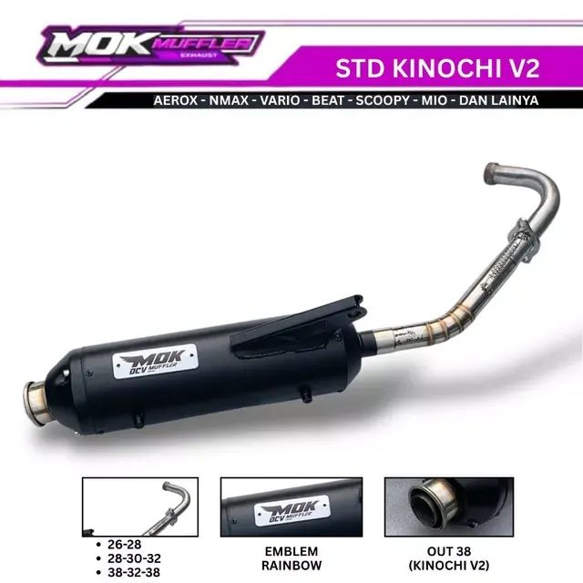 Knalpot Standar Racing Type Kinochi V2 Emblem White Gantungan Atas Bawah Aerox Nmax Vario