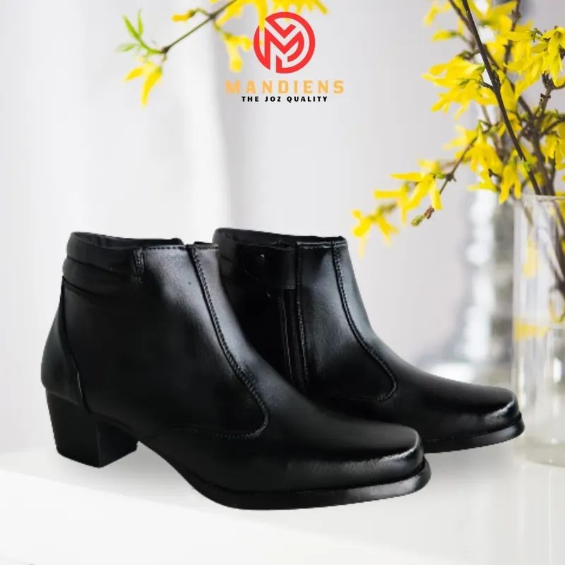 Mandiens Sepatu Dinas Wanita pdlsus Pdh Polwan Hitam Dof Bahan Kulit Sintetis