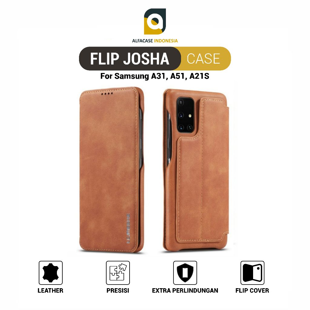 ALFACASE Flip Cover Josha Leather Case Samsung A21S A31 A51 - Casing A Series