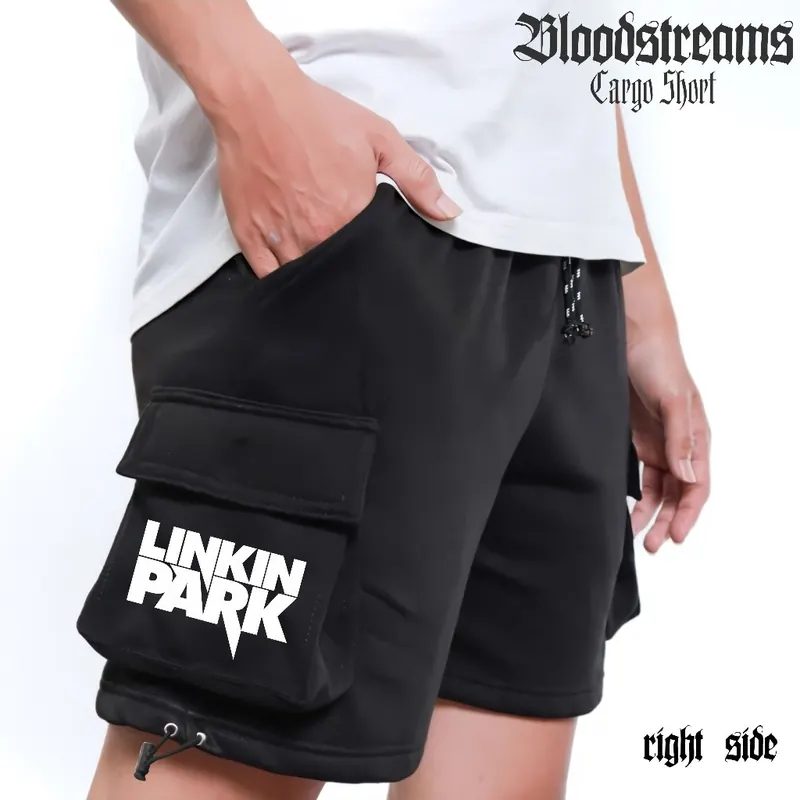 Cargo Pendek Fleece Pria dan Wanita Linkin Park Celana Santai