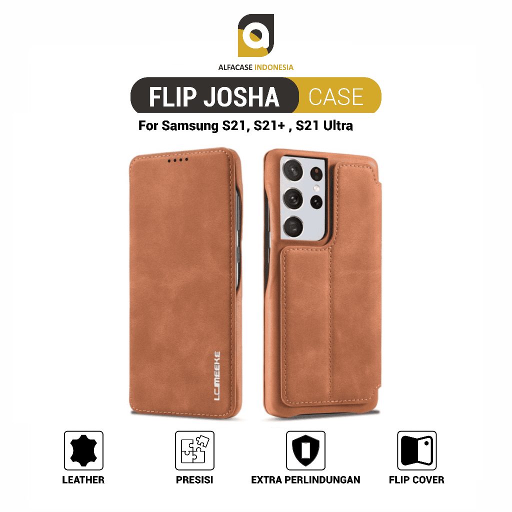 ALFACASE Flip Cover Josha Leather Case Samsung S21 Plus Ultra - Casing Series