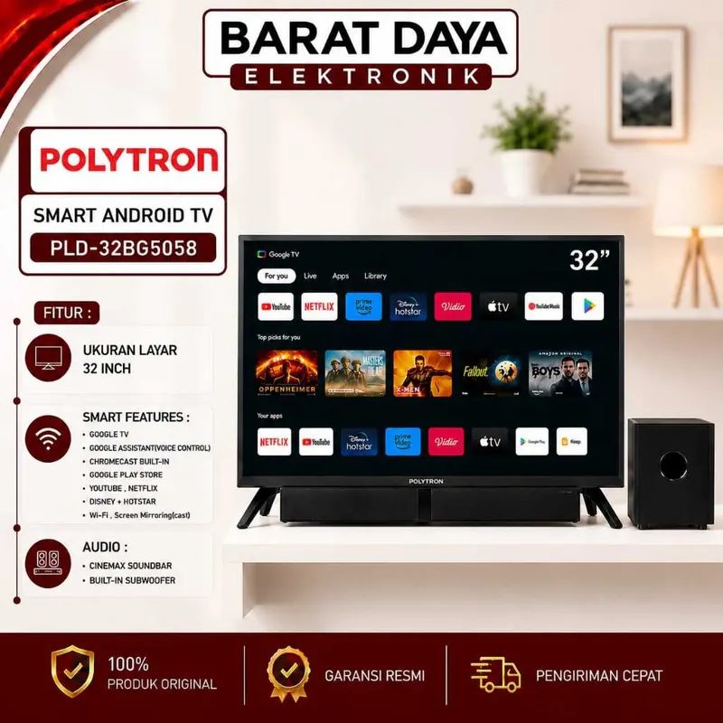 LED GOOGLE SMART POLYTRON Android Cinemax Soundbar TV 32 inch PLD 32BG5058