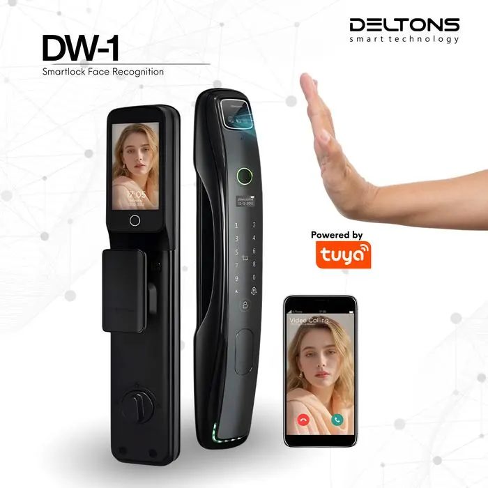 Smart Lock Deltons 3D Face Recognition DW1 Kunci Pintu Otomatis High-Tech