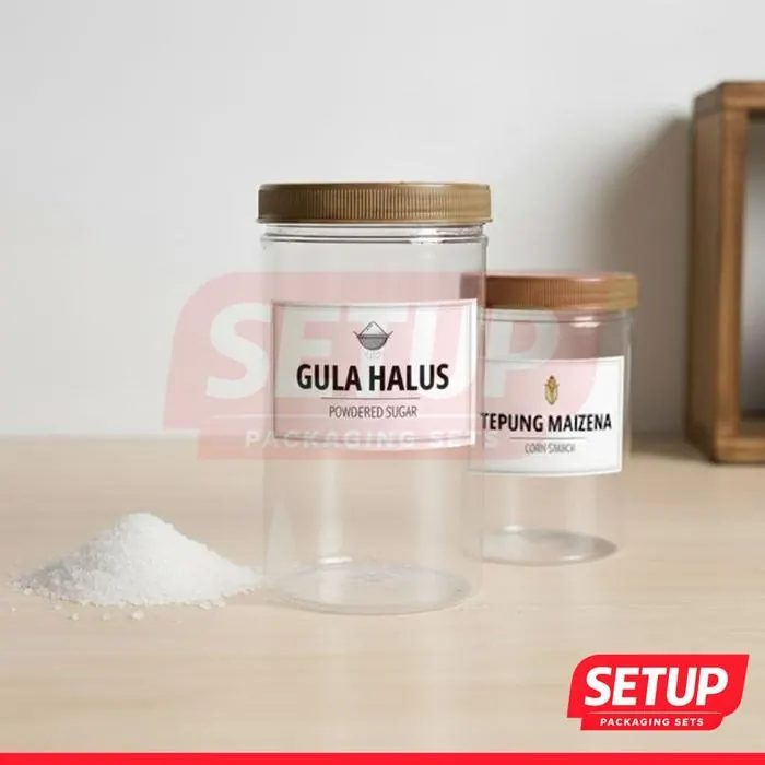 Toples Silinder Pantry Premium 200-1300ml + Label Rempah