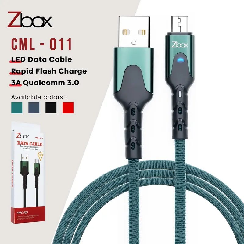 Kabel Zbox CML-011 Metal with LED Fast Charging 3A Qualcomm 3.0 {LIGO}