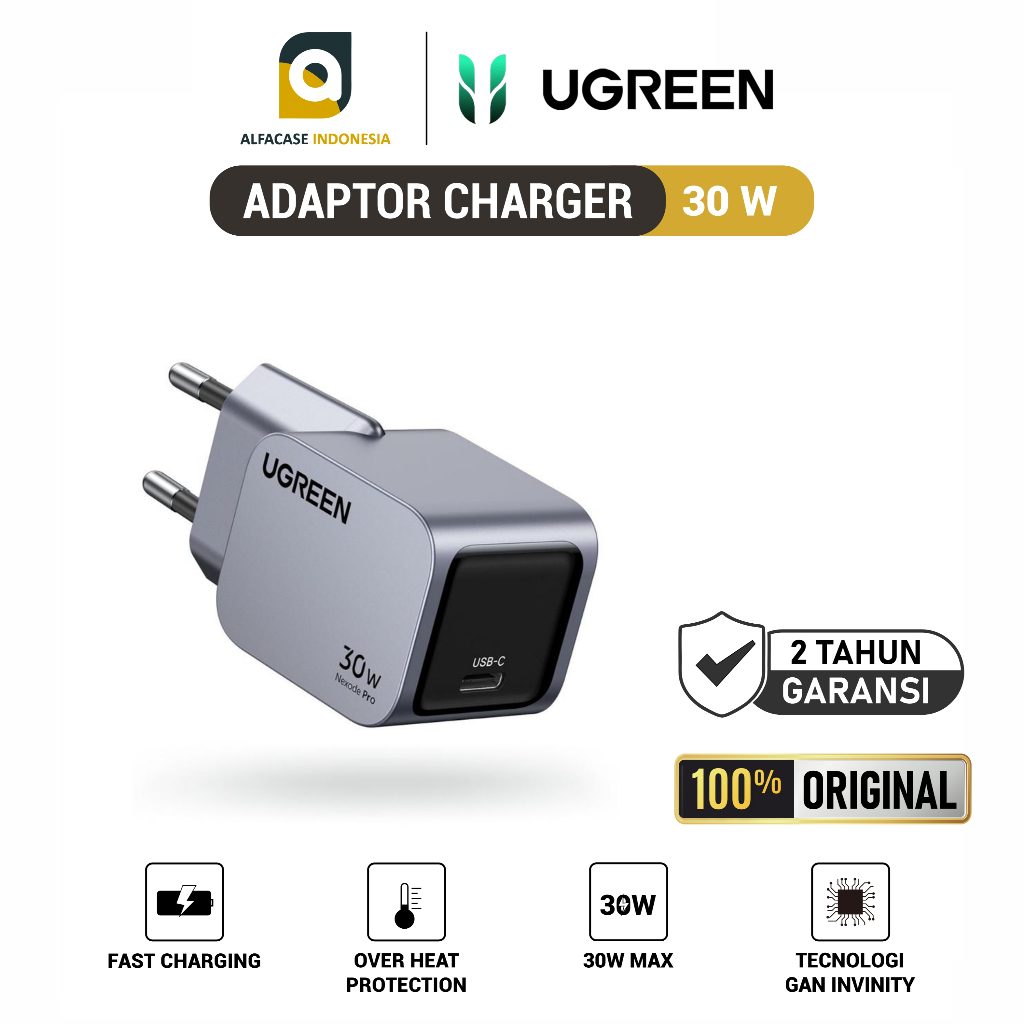 UGREEN Adaptor Charger 30W USB-C - ALFACASE