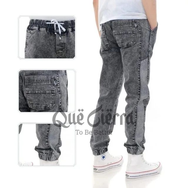 QUE CIERRA Celana Jeans Panjang Jogger Cowok Grey New Model List