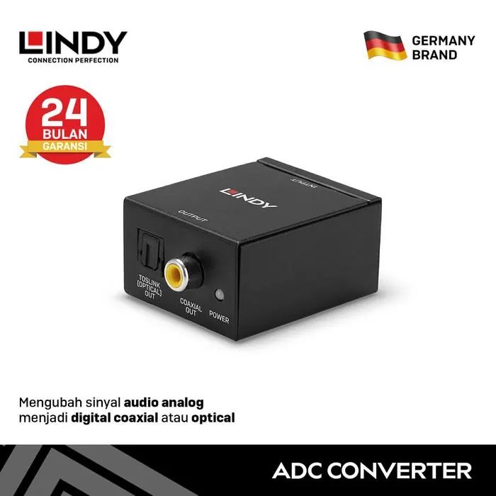 LINDY Audio Converter RCA to Digital Coaxial Toslink Optical, Black