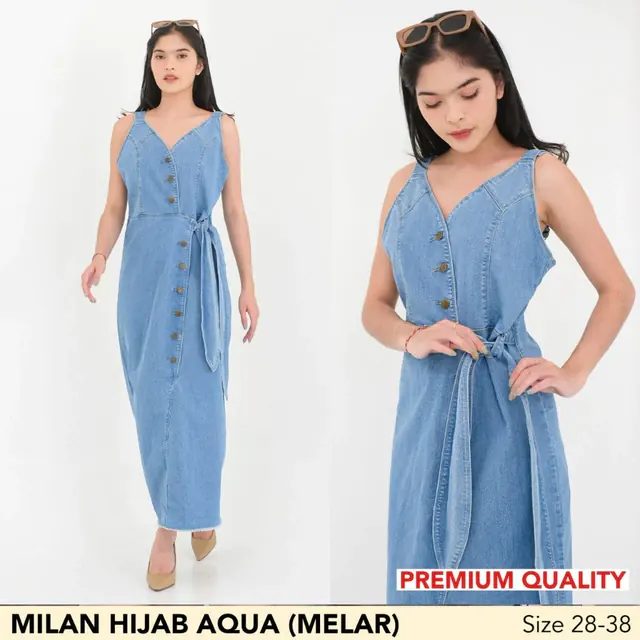 Lyn-hijab Milan Aqua Jeans/overall Jeans Waniita