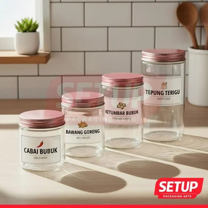Toples Silinder Pantry Premium 200-1300ml + Label Tepung