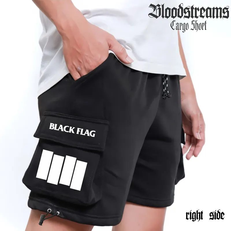 Celana Pendek Cargo Black Flag Casual Santai Pria dan Wanita