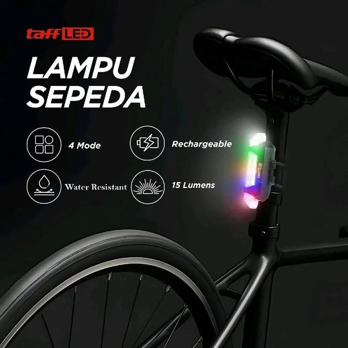 Lampu Belakang Sepeda Bicycle Light USB Rechargeable 15 Lumens