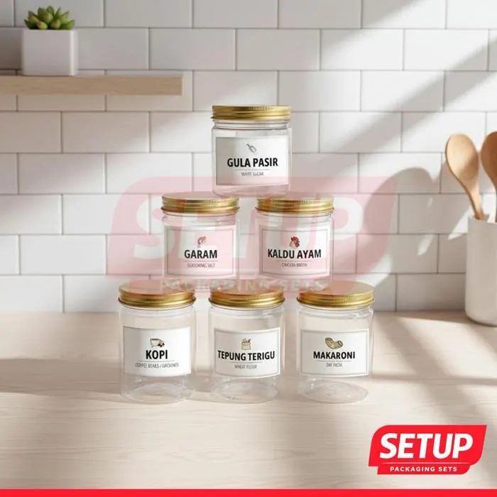 Toples Silinder Pantry Premium 200-1300ml + Label Tepung