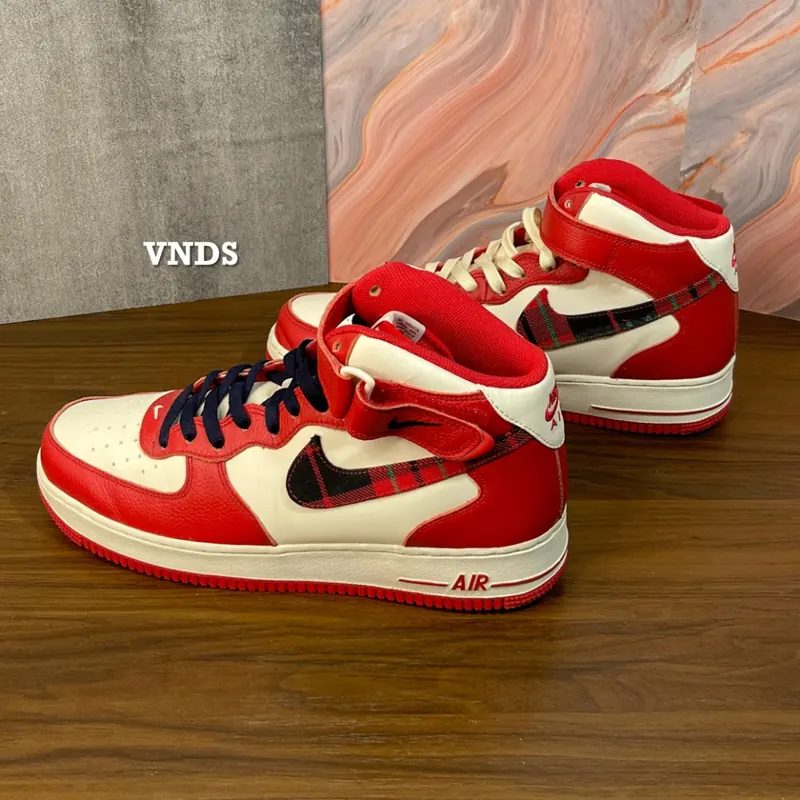 VNDS NIKE AIR FORCE 1 MID 07 LX PLAID CREAM, SZ 45