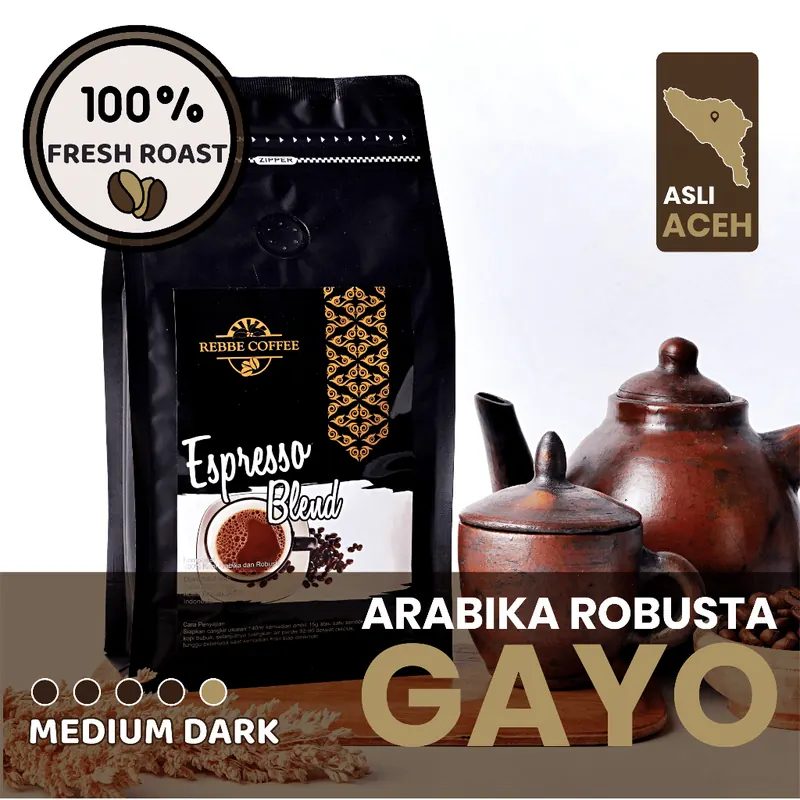 Kopi Arabika Robusta Blend Premium, Medium Dark, Bold & Berkarakter – Espresso 500g