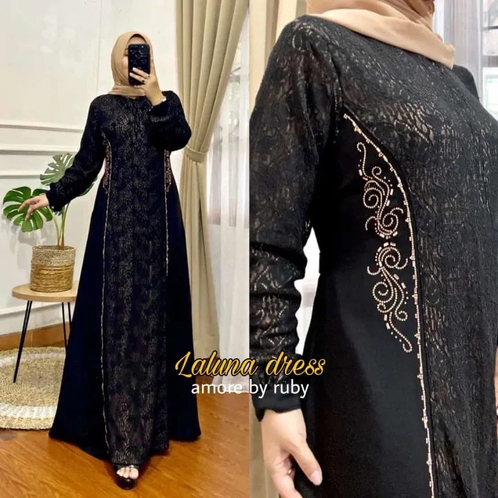 amore by ruby dress super mewah brukat dan swarovski premium