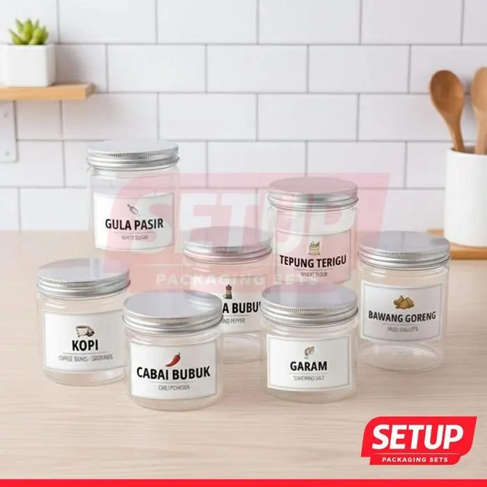 Toples Silinder Pantry Premium 200-1300ml + Label Dapur