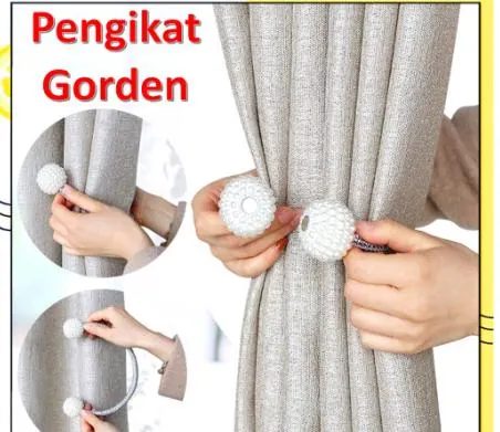 Tali Pengikat Gorden Magnet Mutiara 1 PC Pengait Hordeng Magentic Curtain Ball Dekorasi