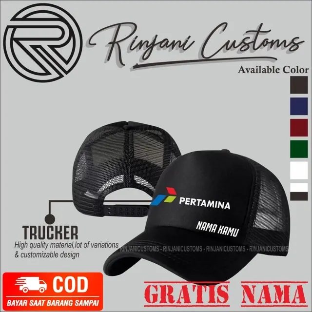 Topi Trucker Desain Pertamina.topi Jaring Pertmina Bisa Customs Nama