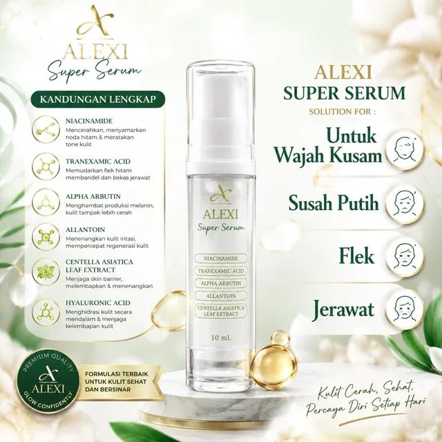 ALEXI SUPER SERUM Wajah Kusam Susah Putih Melasma Komedo Jerawat Flek