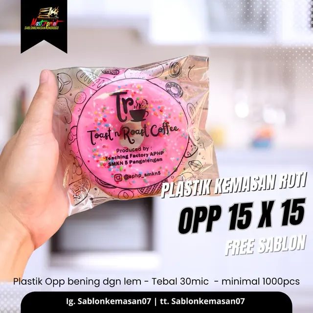 Sablon Plastik Opp Roti 15x15 30 micron 1000pcs Kemasan Bergaransi dan Berkualitas