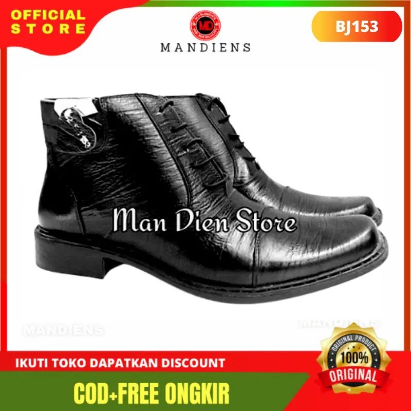 MANDIENS - Sepatu Boots Pdh Kulit Sapi Asli Original Medali BJ153KY - Sepatu Pdh TNI Polri Satpam