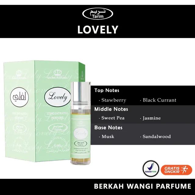 Parfum Roll-On LOVELY Non Alkohol 6ML (1 box isi 6) BPOM BY TARIM