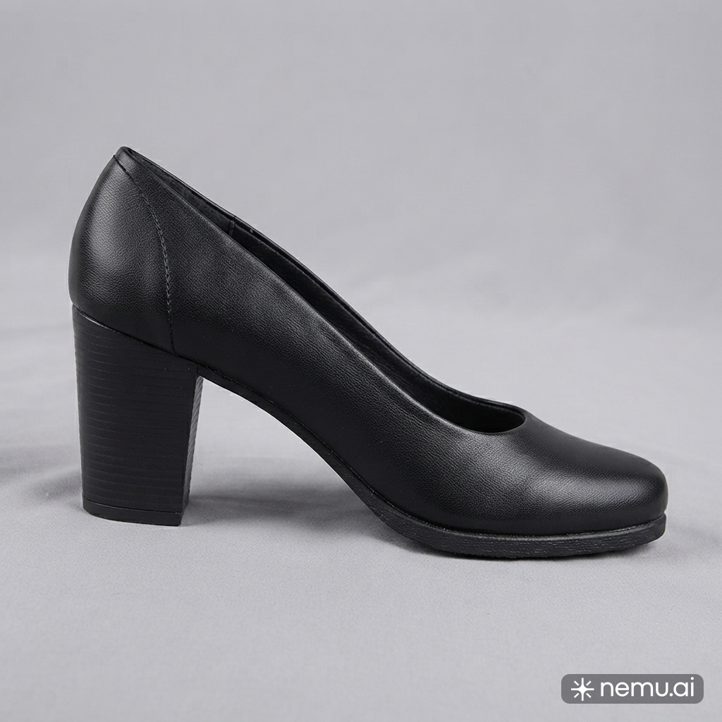 Sepatu Heels Wanita Pdh Polwan Hitam Doff