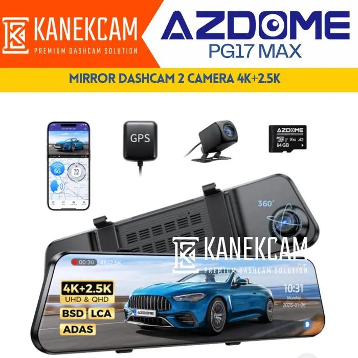 Dashcam Azdome PG17 Max Mirror 2 Camera 4K+2K